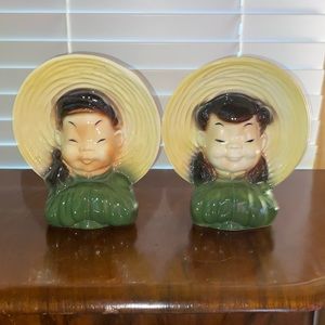 Post WWII Royal Copley Asian Wall Pocket Pair